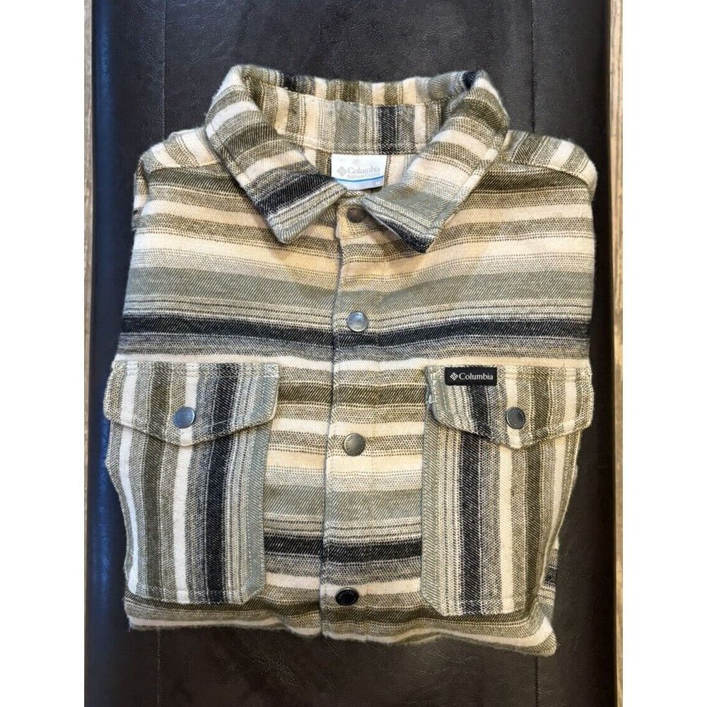 Columbia Men's Flannel Long‎ Sleeve Sz M Heavy Snap Down Stripped Pockets - Picture 4 of 7